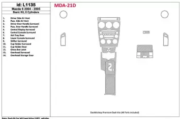 Mazda Mazda6 2004-2005 Paquet de base, 6 Cylinders BD Kit la décoration du tableau de bord - 1 - habillage decor de tableau de b