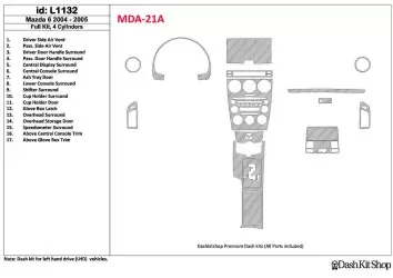 Mazda Mazda6 2004-2005 Ensemble Complet, 4 Cylinders BD Kit la décoration du tableau de bord - 1 - habillage decor de tableau de