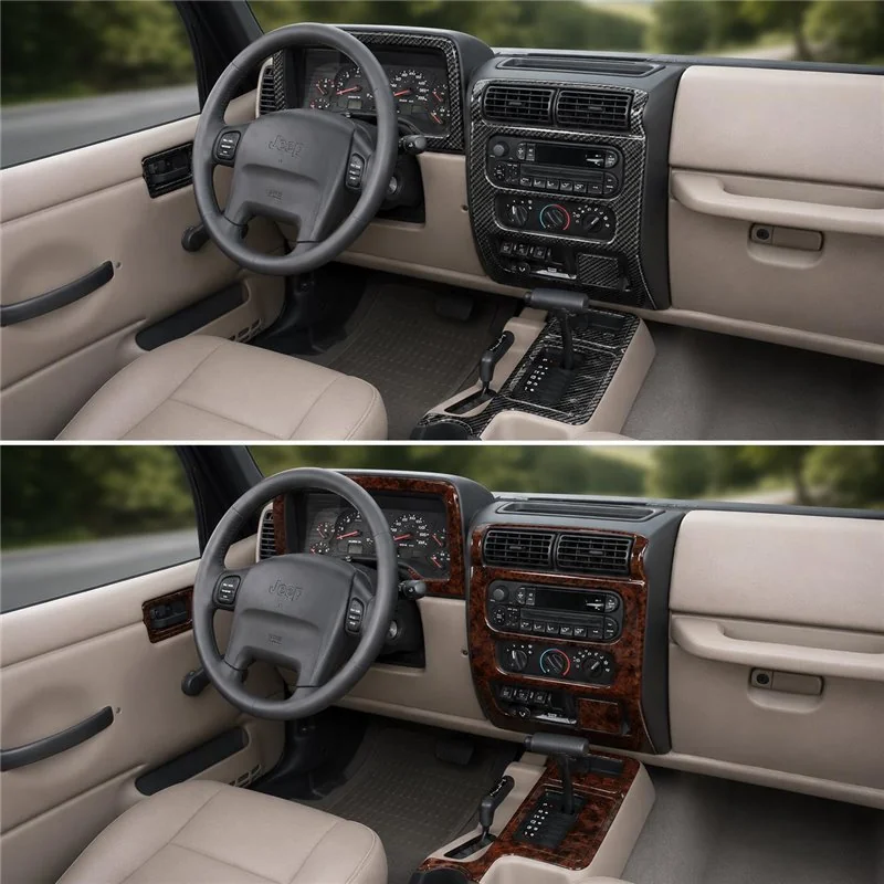 Jeep Wrangler 2003 kit décoration intérieure tableau de bord 14 pièces