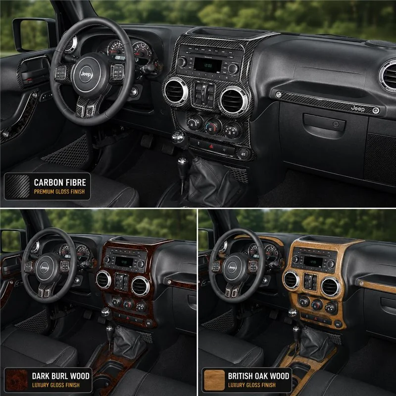 Jeep Wrangler 2011-2017 kit décoration intérieure tableau de bord 25 pièces