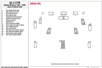 Mazda Milenia 1998-1998 Ensemble Complet, OEM Compliance, 16 Parts set BD Kit la décoration du tableau de bord - 1 - habillage d