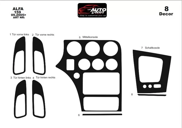 Ensemble d'accessoires de style pour Alfa Romeo 159 complet portes tableau  de bord, pièces intérieures de voiture, couverture de tableau de bord,  accessoires de porte, levier de vitesses, carbone -  Canada