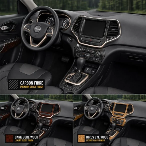 Jeep Cherokee 2014 - à aujourd’hui kit complet, sans switch 4WD kit décoration intérieure tableau de bord