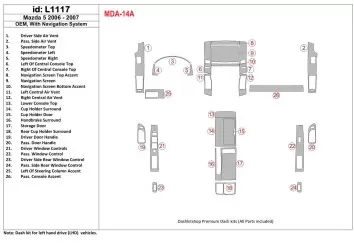 Mazda RX-7 1993-1995 Ensemble Complet, 5 Parts set BD Décoration de tableau de bord