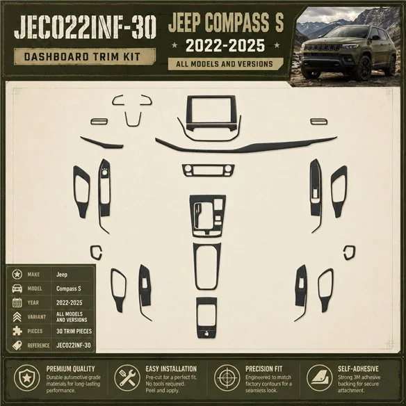 Jeep Compass S 2022-2025 3D kit décoration intérieure tableau de bord 30 pièces