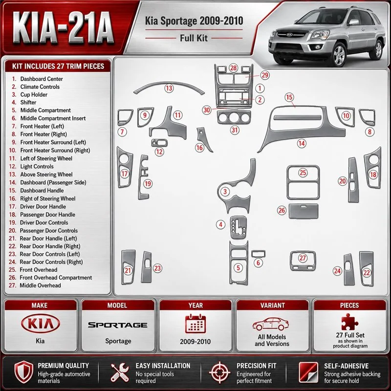 KIA Sportage 2009-2010 kit complet kit décoration intérieure tableau de bord