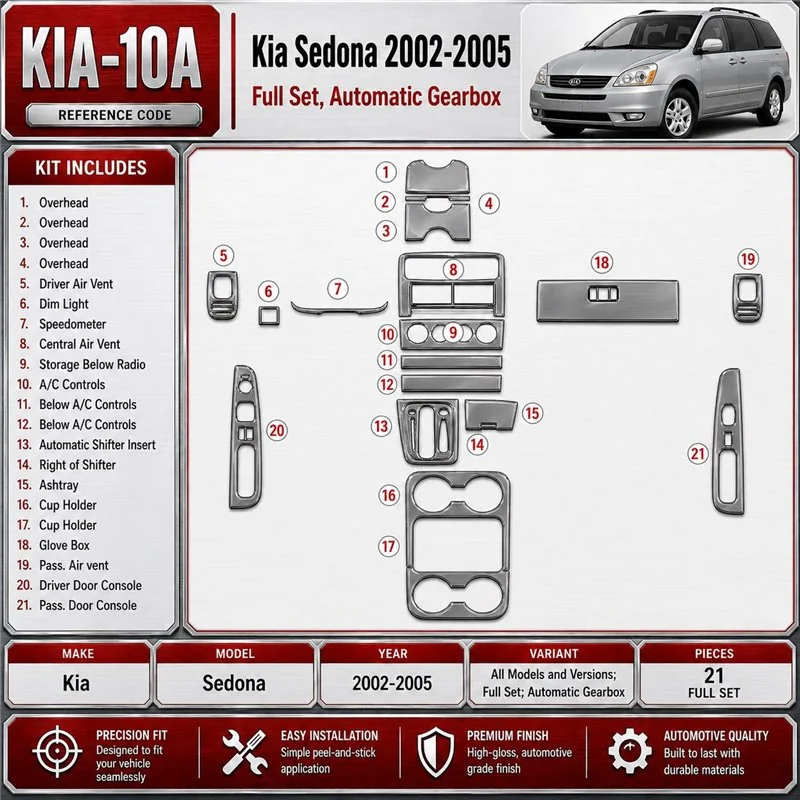 Kia Sedona 2002-2005 kit complet, boîte automatique kit décoration intérieure tableau de bord