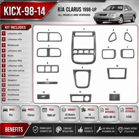 Kia Clarus 1998 - à aujourd’hui 3D kit décoration intérieure tableau de bord 14 pièces
