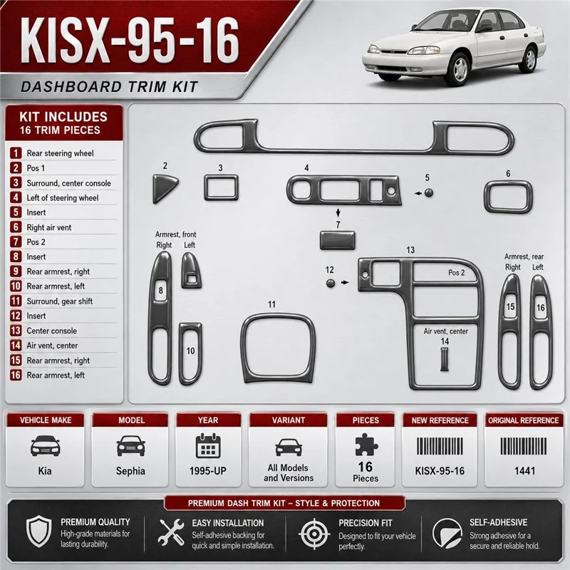 Kia Sephia 1995 - à aujourd’hui 3D kit décoration intérieure tableau de bord 16 pièces