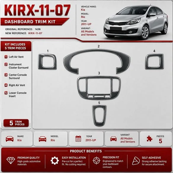 Kia Rio 2011 - à aujourd’hui 3D kit décoration intérieure tableau de bord 7 pièces