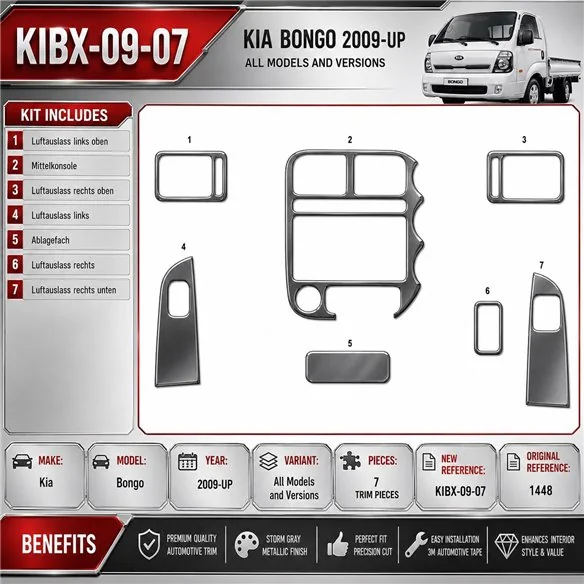 Kia Bongo 2009 - à aujourd’hui 3D kit décoration intérieure tableau de bord 7 pièces