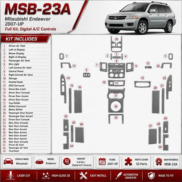 Mitsubishi Endeavor 2007 - à aujourd’hui kit complet, automatique AC kit décoration intérieure tableau de bord