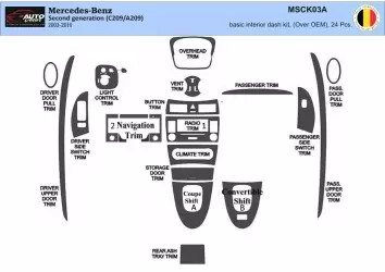 Mercedes Benz CLK W209 2003–2010 Coupe Carbio Ensemble Complet BD Kit la décoration du tableau de bord 24pcs - 2 - habillage dec