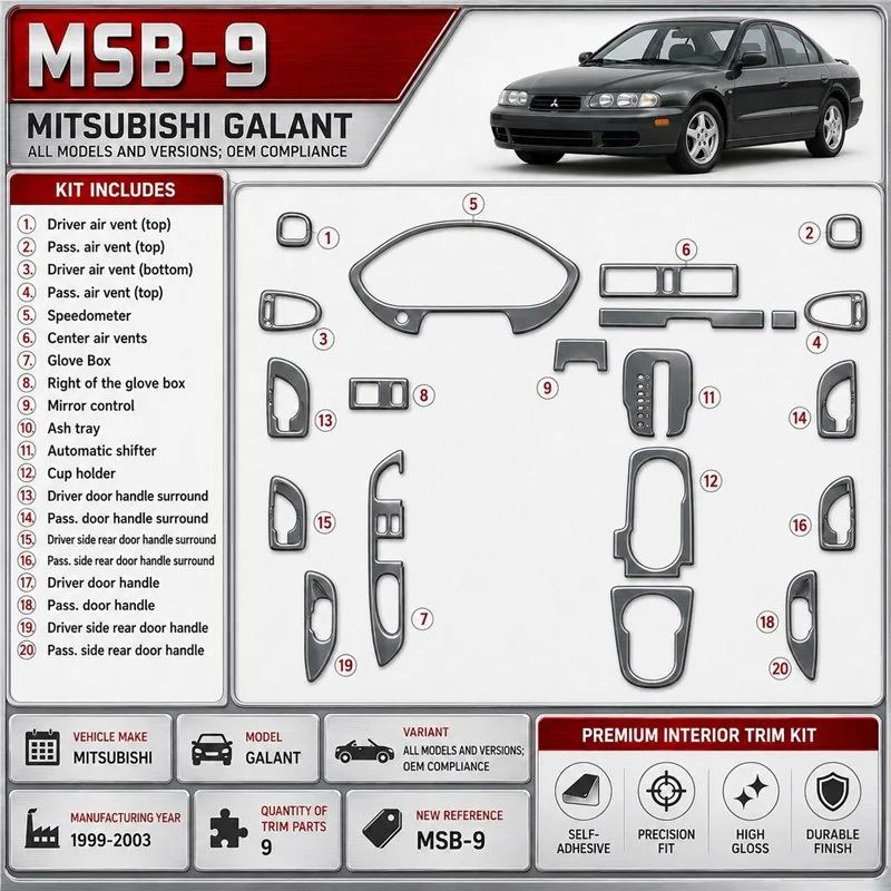Mitsubishi Galant 1999-2003 conformité OEM kit décoration intérieure tableau de bord