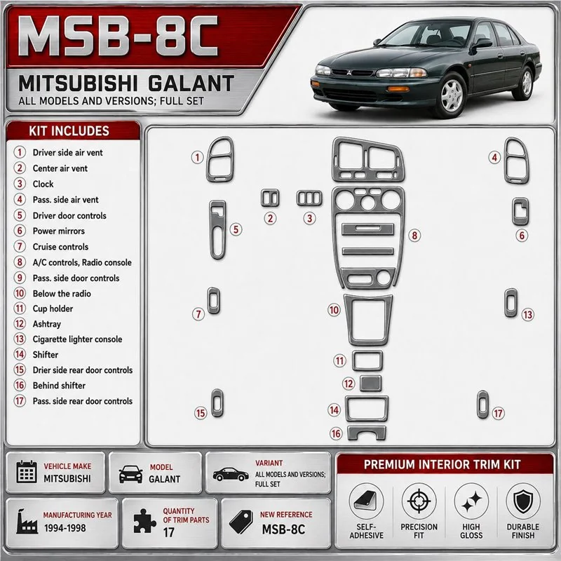Mitsubishi Galant 1994-1998 kit complet, 13 pièces kit décoration intérieure tableau de bord