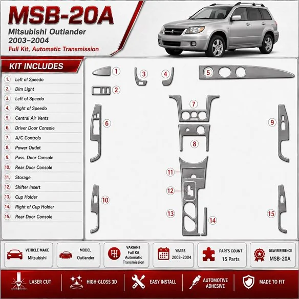Mitsubishi Outlander 2003-2004 kit complet, boîte automatique kit décoration intérieure tableau de bord