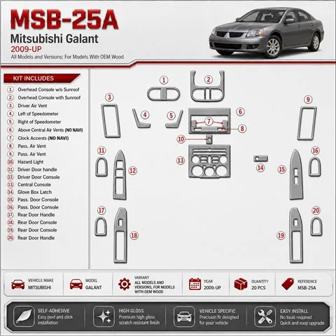 Mitsubishi Galant 2009 - à aujourd’hui For modèles avec OEM Wood Kit décoration intérieure tableau de bord