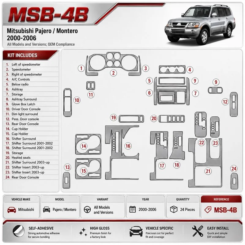 Mitsubishi Pajero/Montero 2000-2006 conformité OEM kit décoration intérieure tableau de bord