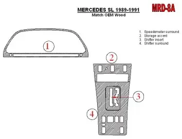Mercedes Benz SL R129 Class 1989-1991 Ensemble Complet BD Kit la décoration du tableau de bord - 2 - habillage decor de tableau 