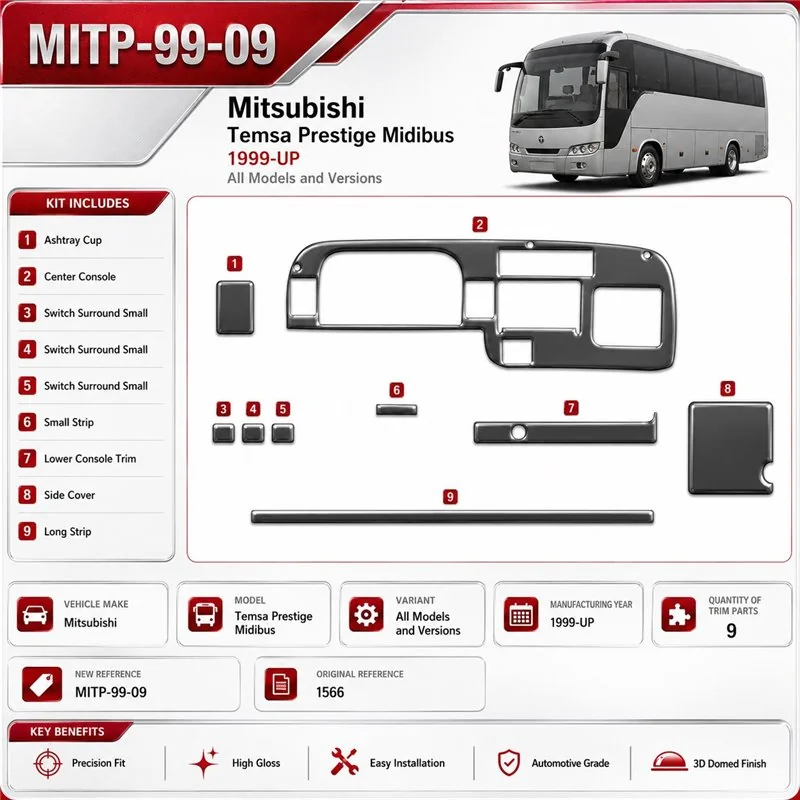 Mitsubishi Temsa Prestige Midibus 1999 - à aujourd’hui 3D kit décoration intérieure tableau de bord 9 pièces