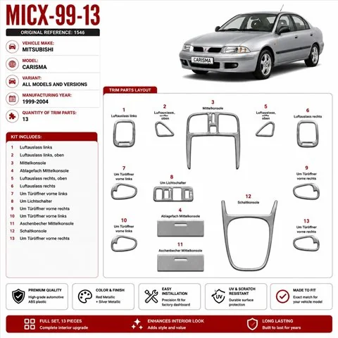 Mitsubishi Carisma 1999-2004 3D kit décoration intérieure tableau de bord 13 pièces