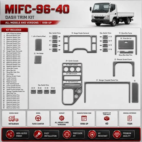 Mitsubishi Fuso Canter 1996 - à aujourd’hui 3D kit décoration intérieure tableau de bord 40 pièces 2