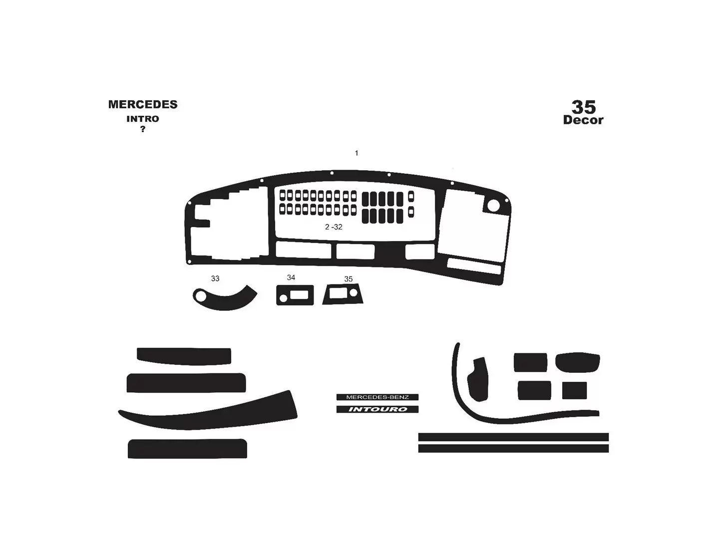 Mercedes Intro 03-05 Kit la décoration du tableau de bord 13-Pièce - 1 - habillage decor de tableau de bord