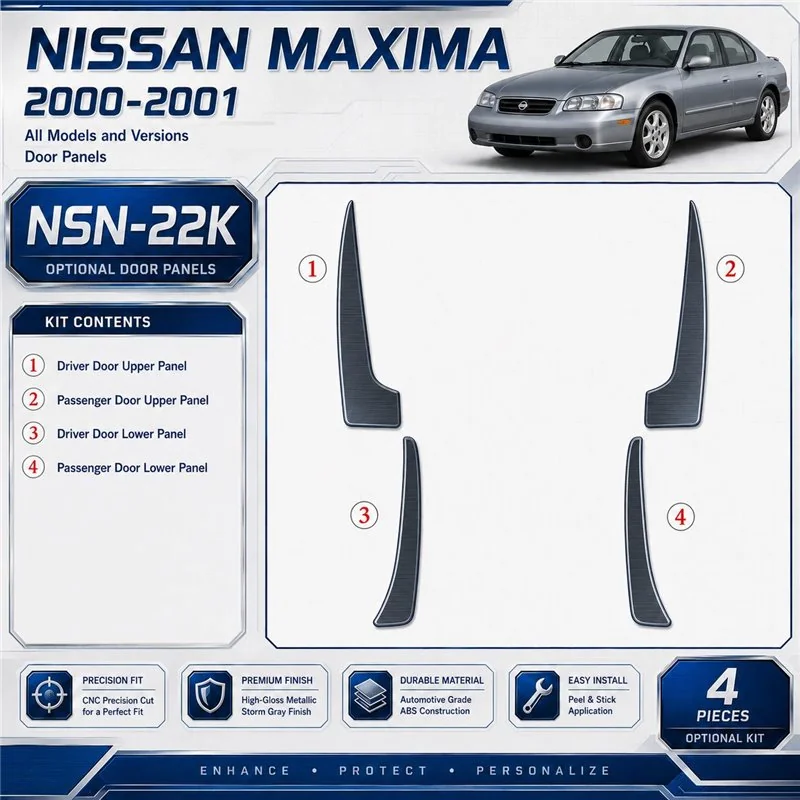 Nissan Maxima 2000-2001 porte panels, 4 pièces kit décoration intérieure tableau de bord