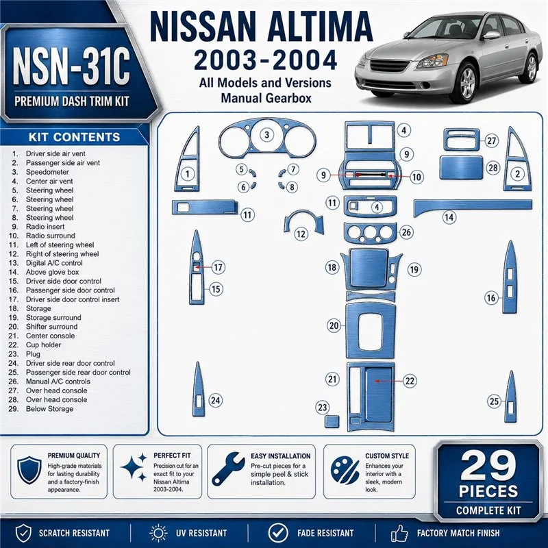 Nissan Altima 2003-2004 kit complet, boîte manuelle boîte kit décoration intérieure tableau de bord