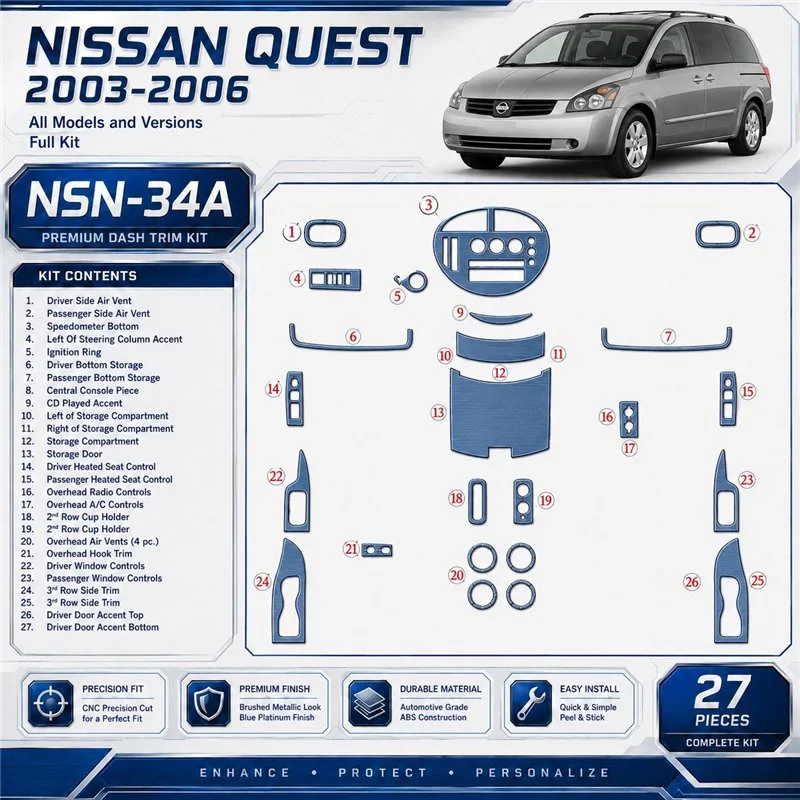 Nissan Quest 2003-2006 kit complet kit décoration intérieure tableau de bord