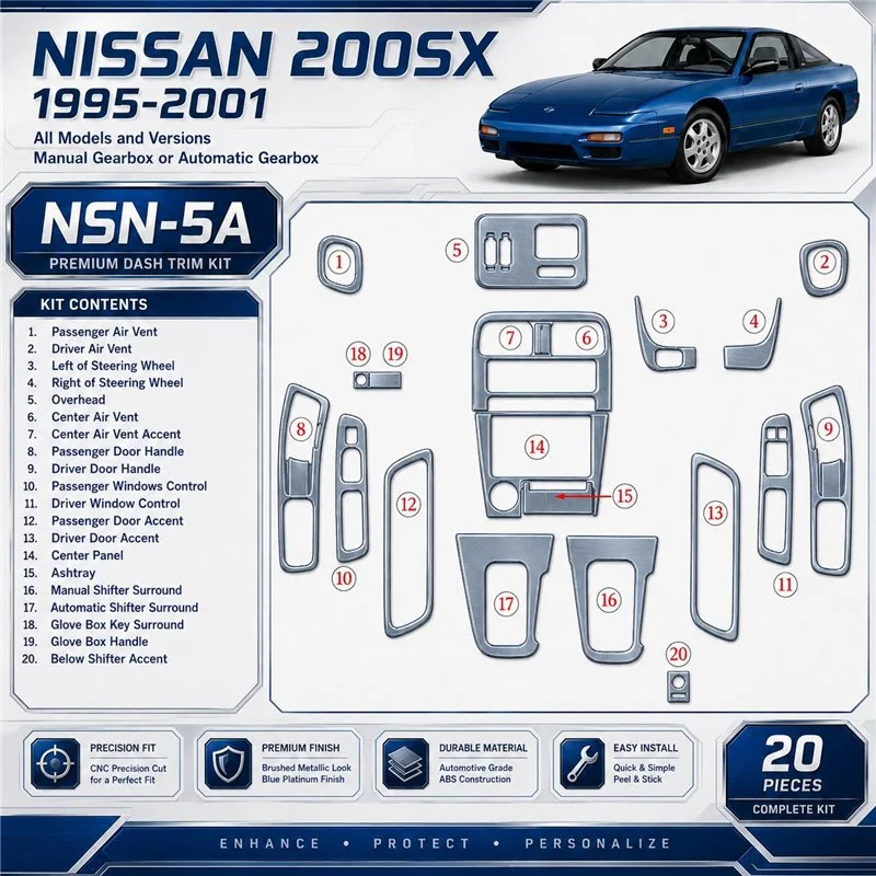 Nissan Quest 1999-2002 kit de base, 17 pièces kit décoration intérieure tableau de bord
