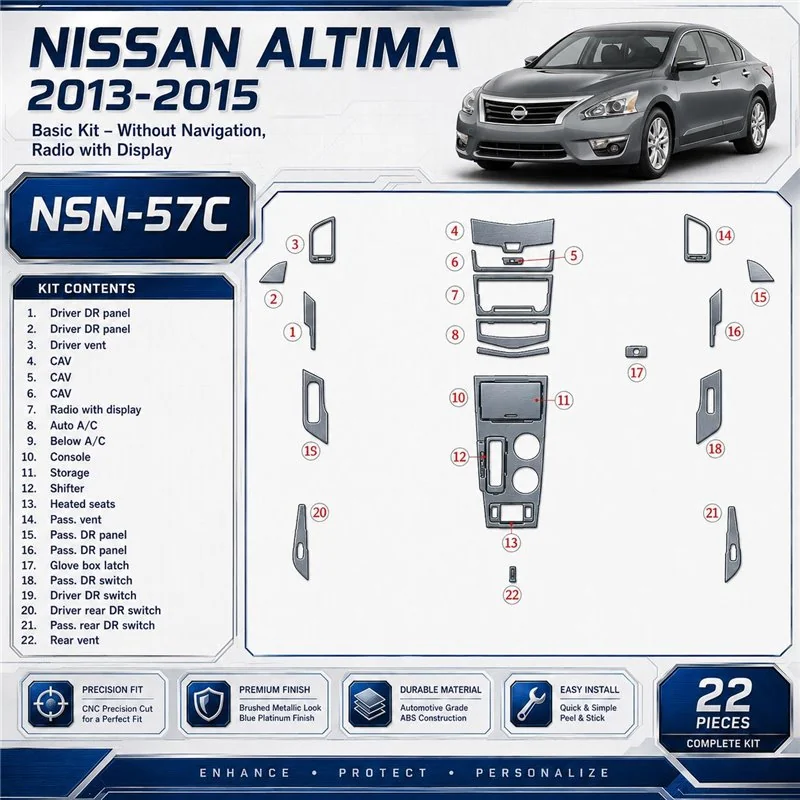 Nissan Altima 2013 - à aujourd’hui kit de base, sans navigation, Radio-LCD kit décoration intérieure tableau de bord