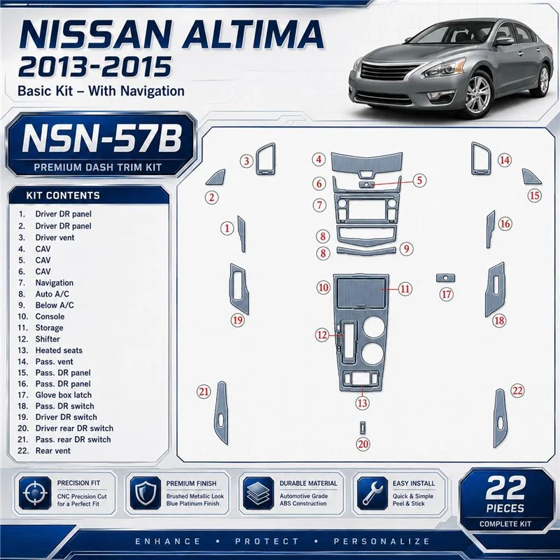 Nissan Altima 2013 - à aujourd’hui kit de base, avec navigation kit décoration intérieure tableau de bord