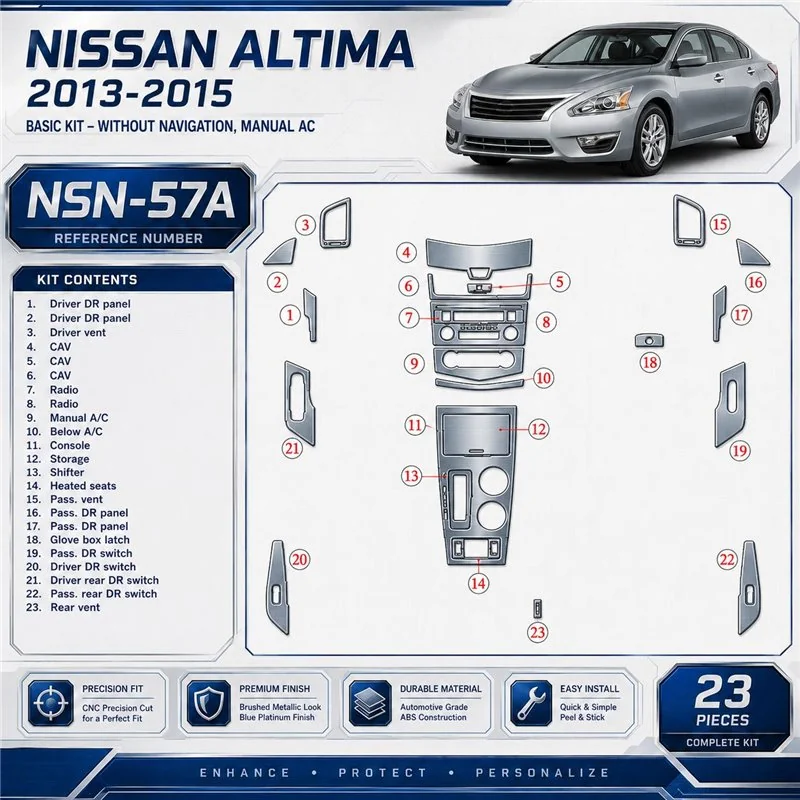 Nissan Altima 2013 - à aujourd’hui kit de base, sans navigation, Aircondition kit décoration intérieure tableau de bord