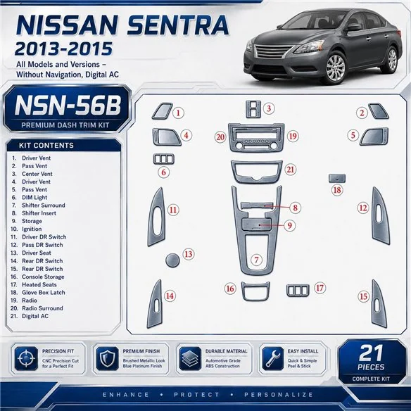Nissan Sentra 2013 - à aujourd’hui sans navigation, commande de climatisation kit décoration intérieure tableau de bord