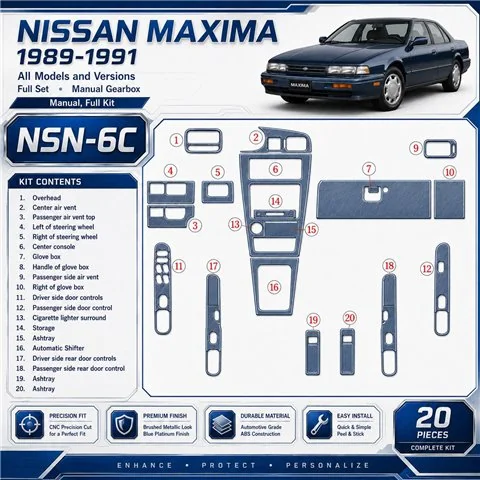 Nissan Maxima 1989-1991 kit complet, boîte manuelle, 20 pièces kit décoration intérieure tableau de bord