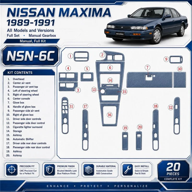 Nissan Maxima 1989-1991 kit complet, boîte manuelle, 20 pièces kit décoration intérieure tableau de bord