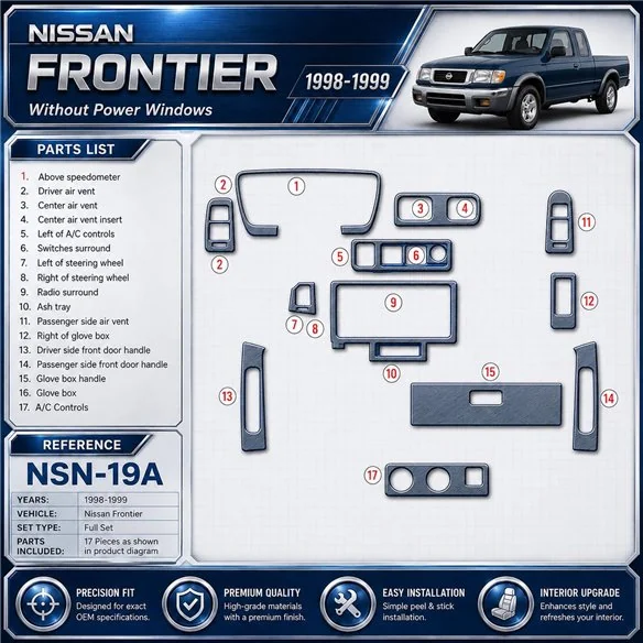 Nissan Frontier 1998-1999 sans Power Windows kit décoration intérieure tableau de bord