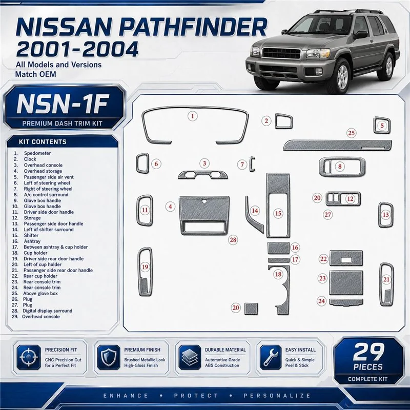 Nissan Pathfinder 2001-2004 conformité OEM kit décoration intérieure tableau de bord