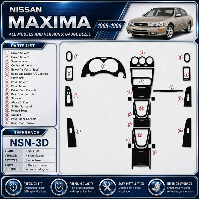 Nissan Maxima 1995-1999 Gauge Bezel kit décoration intérieure tableau de bord