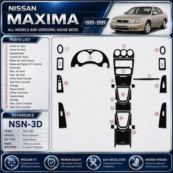 Nissan Maxima 1995-1999 Gauge Bezel kit décoration intérieure tableau de bord