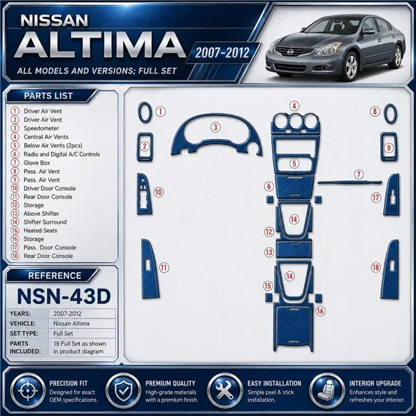 Nissan Altima 2007-2012 kit complet, Auto boîte de vitesses, Radio avec 43" Display, automatique AC kit décoration intérieure ta