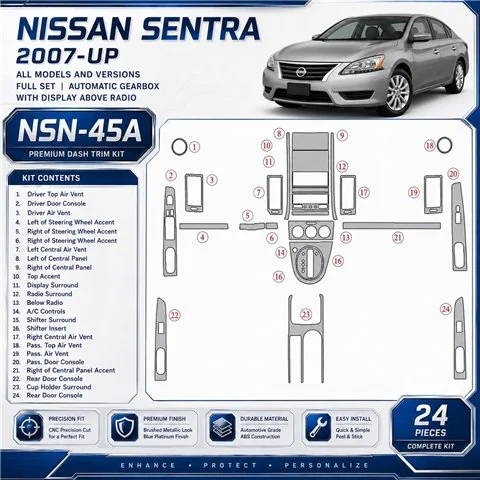 Nissan Sentra 2007 - à aujourd’hui kit complet, boîte automatique, avec Display Above Radio kit décoration intérieure tableau de