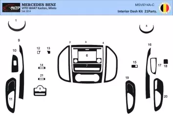 Mercedes Vito W447 01.2015 Habillage Décoration de Tableau de Bord 21-Pièce