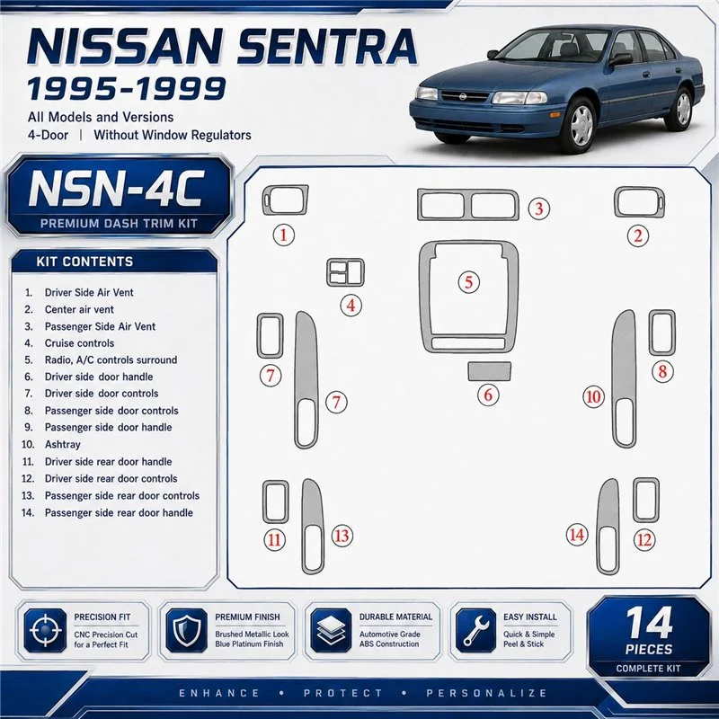 Nissan Sentra 1995-1999 4 portes, sans window regulators kit décoration intérieure tableau de bord