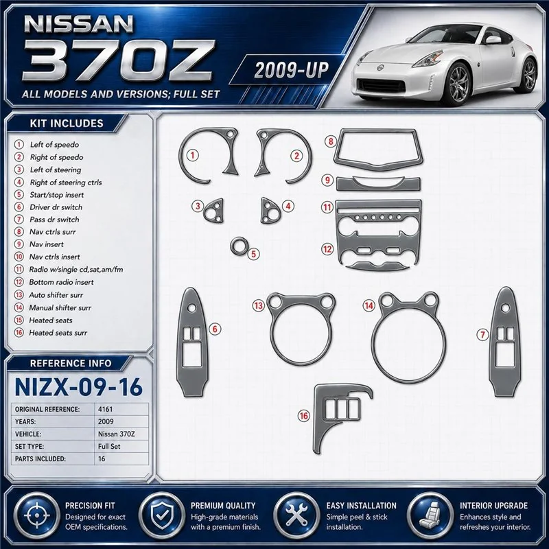 Nissan 370Z-2009 kit décoration intérieure tableau de bord 16 pièces