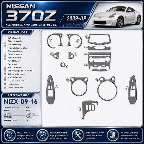 Nissan 370Z-2009 kit décoration intérieure tableau de bord 16 pièces