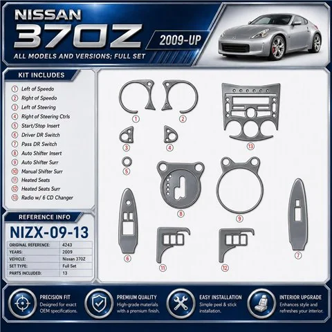 Nissan 370Z-2009 kit décoration intérieure tableau de bord 13 pièces