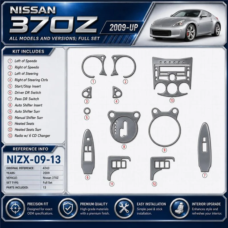 Nissan 370Z-2009 kit décoration intérieure tableau de bord 13 pièces