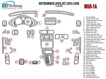 Mitsubishi 3000GT 1991-1998 Ensemble Complet BD Kit la décoration du tableau de bord - 2 - habillage decor de tableau de bord